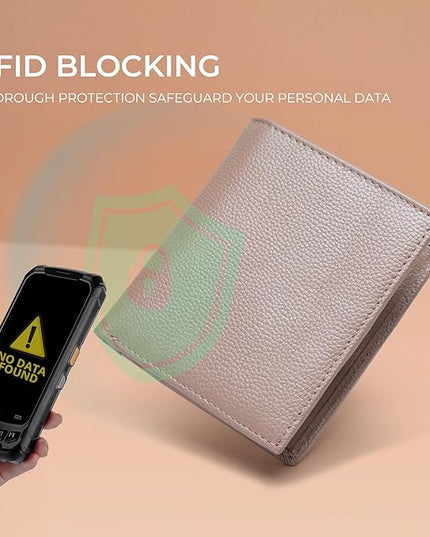 Bveyzi Ultra Slim Small RFID Wallet for Women, Leather Tiny Thin Bifold Pocket Ladies Wallet