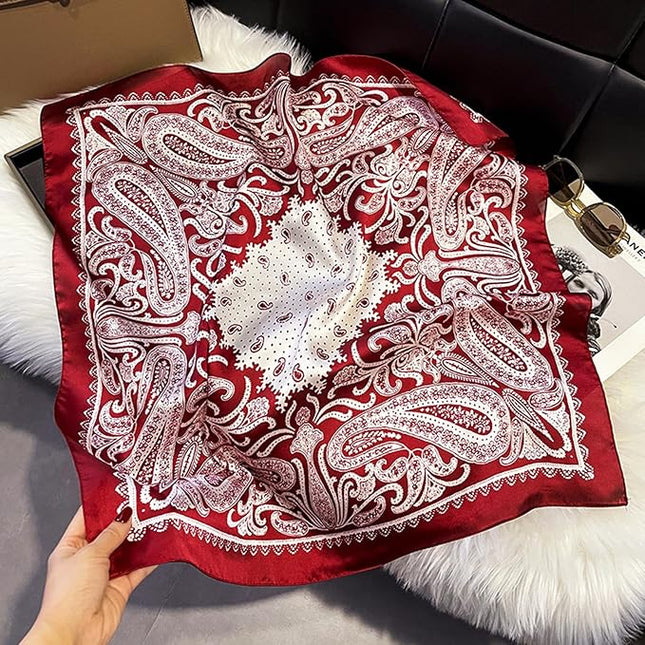 Head Bandanas Scarf for Women Silk Satin Hair Scarf Lightweight Vintage Fashion Square Neck Scarves Gift