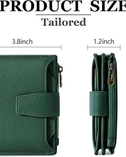 Airkit Small Wallet Women RFID Blocking Soft Leather Bifold Compact Card Holder Wallet for Women with Zipper Coin Pocket 4 ID Window