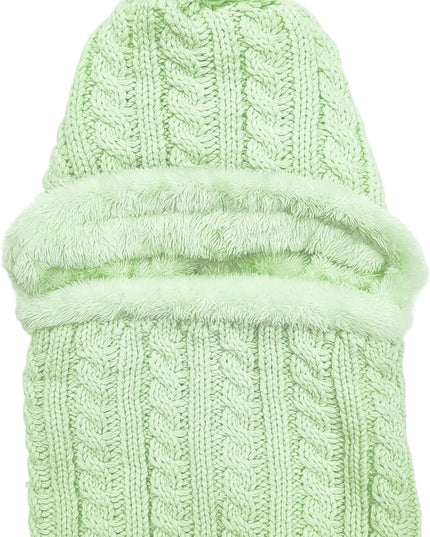 HUAMULAN Women Winter Beanie Hats One Piece Fleece Lined Knit Balaclavas Mask Set Skull Neck Circle Scarf Ski Snow Hat Pompom