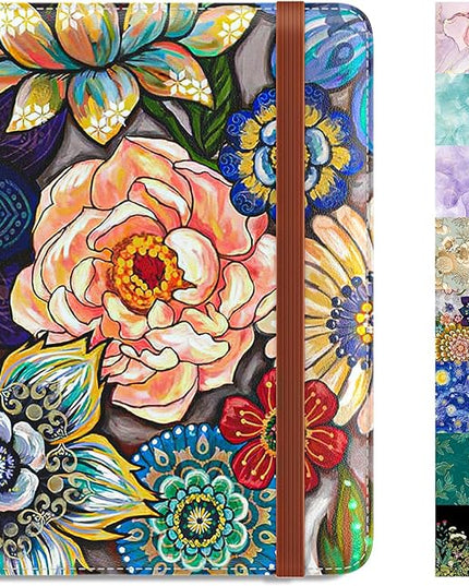 Rimilak Passport Holder, RFID Blocking Passport Cover Wallet Travel Essentials, Leather Travel Air Ticket Documents Organizer Protector for Women and Men, Mandala Flower