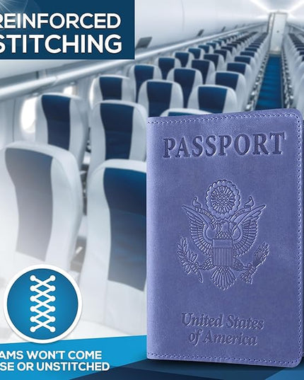 Ciana Passport Holder for Travel – PU Leather Passport Cover and Card Holder for Men & Women – Slim Passport Holder with Card Protector Slot, Travel Must Haves (Purple)