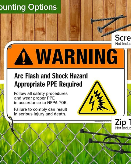 Warning Arc Flash And Shock Hazard Appropriate PPE Required Sign, 12x18 Inches, 55 mil thick HDPS (high density polystyrene), Made in USA by My Sign Center