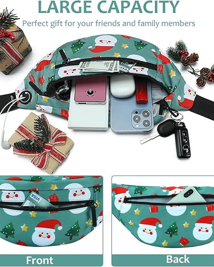 MAXTOP Large Crossbody Fanny Pack with 4-Zipper Pockets,Gifts for Enjoy Sports Festival Workout Traveling Running Casual Hands-Free Wallets Waist Pack Phone Bag Carrying All Phones