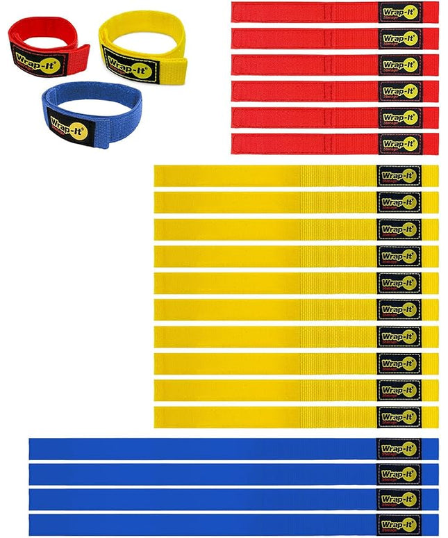 Quick-Straps by Wrap-It Storage - Assorted 20-Pack Multicolor - Hook and Loop Hose and Cable Organizers