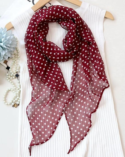 JERLA Women 100% Mulberry silk Scarf Long Large Lightweight Scarves Fashion Women Soft polka dot Print Neckerchief