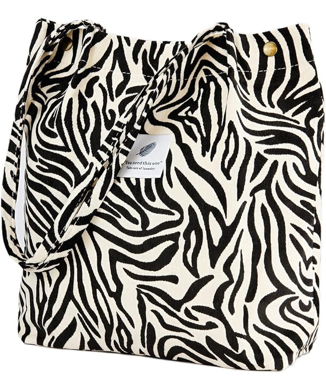 Corduroy Tote Bag Cute Tote Bags for Women Shoulder Bag with Inner Pocket for Work Beach Travel and Shopping Grocery