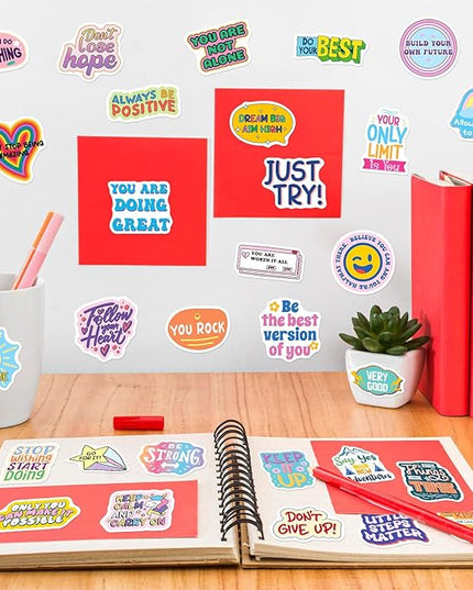 200 Pcs Motivational Stickers, Holographic Affirmation Sticker Pack, Positive Journal Encouraging Shiny Quotes for Teens, Adults, Students, Waterproof Laptop Decals
