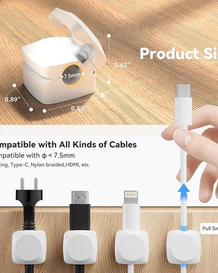 8 Pack Cord Organizer Holder, Rotatable Cable Clips, Spring Cord Holder for Nightstand Adhesive Cable Organizer, Cable Management Clips Charging Cord Organizer for Desk Office Car Wall