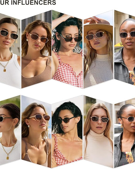 SOJOS Trendy Polarized Hexagon Sunglasses for Women Men, UV400 Retro Rectangle Shades SJ1238