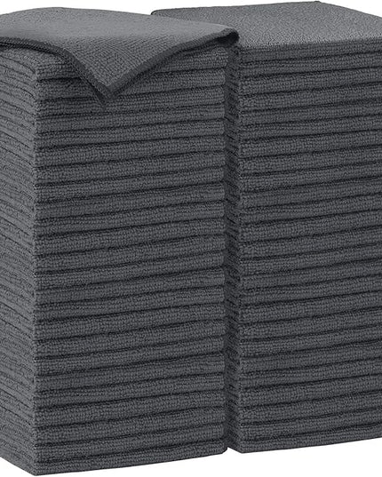 AIDEA Microfiber Cleaning Cloth-50PK, Soft Microfiber Towels for Cars, Absorbent Cleaning Rags, Lint-Free Streak-Free Wash Cloths for House, Kitchen, Window(12in.x12in), Grey