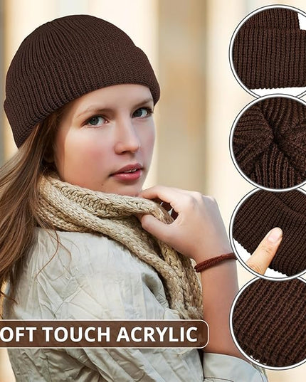 SATINIOR 6 Pieces Trawler Beanie Watch Hat Roll up Edge Skullcap Fisherman Beanie Unisex