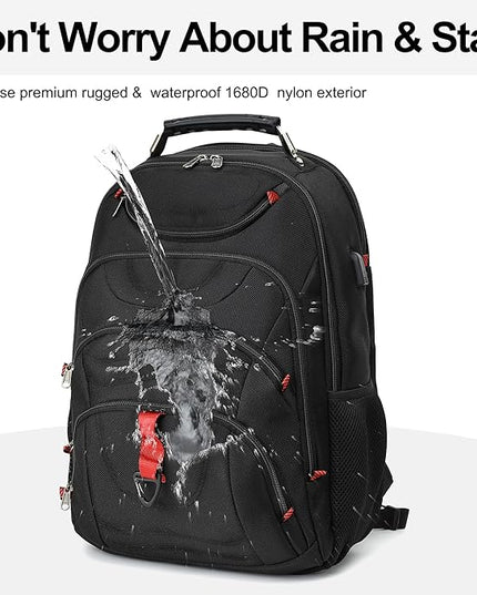 Boavan Laptop Backpack for men, 17.3 inch Laptop Bag with USB Port, Waterproof Travel Work Backpack Purse, Anti-Theft Teacher Nurse Doctor Casual Bookbags Office Business backpack ，Black