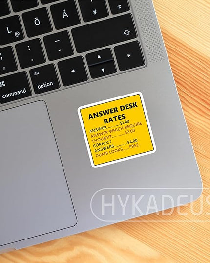 (3Pcs) Answer Desk Rates Stickers Humorous Quotes for Office Decor, Hilarious Funny Gag Gifts for Coworkers Sarcastic Waterproof Vinyl Decal for Water Bottle Desk Laptop Phone Scrapbook, 3" x 2.8"