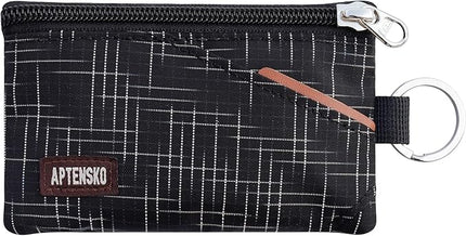 RFID Blocking Travel Wallet with Adjustable Lanyard, Small Nylon Zipper Pouch and Badge Holder for ID, Credit Cards, Cash, Keys, Commuters (BlackCrosshatch)