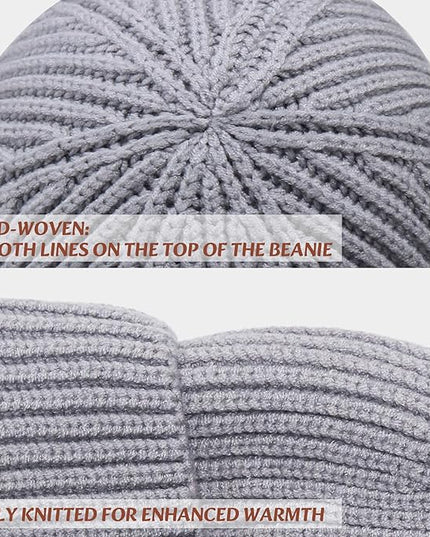 Wool Fisherman Beanies for Men Women Short Cuff Knit Beanie Winter Warm Hats Trawler Hat Stylish Watch Cap