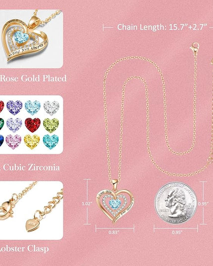 REDBEE Necklaces for Women Birthstone Heart Necklace Jewelry for Wife Girlfriend Woman Necklace
