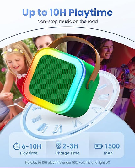 Karaoke Machine for Kids Adults, Portable Bluetooth Speaker with 2 Wireless Karaoke Microphones Player, 2026 TOP Birthday for Girls Boys 3,4,5,6,7,8+Year Old Toddler Toys(Dark Green)