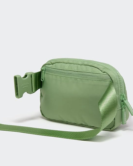 Pander Two Way Zipper Fanny Pack Nylon Everywhere Belt Bag for Women, Water Repellent Waist Packs, Crossbody Bags with Adjustable Strap. (Green Asparagus)