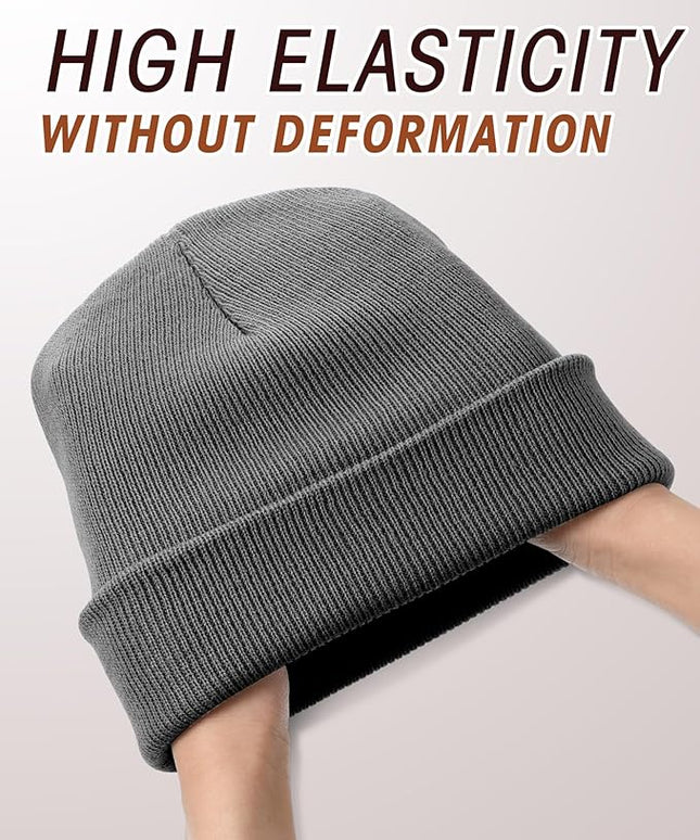 Zhanmai 12 Pack Small Winter Beanie Hats Bulk Warm Knitted Cuffed Skull Cap for Men Women