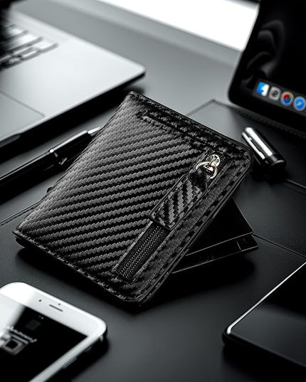 Toughergun Women’s Small Slim Leather Wallet with RFID Protection, Compact Bifold Mini Purse with Clear ID Window