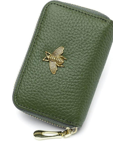 imeetu RFID Credit Card Holder, Small Leather Zipper Card Case Wallet for Women