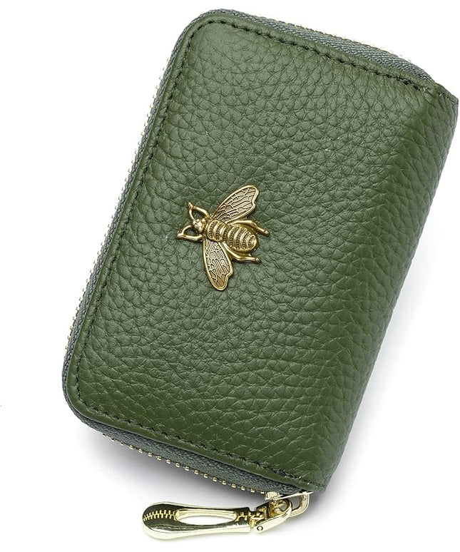 imeetu RFID Credit Card Holder, Small Leather Zipper Card Case Wallet for Women