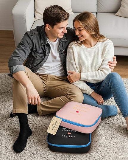 MATEIN Valentines Day Gifts for Couples, Mr and Mrs Gifts, Electronics Organizer Travel Case with USB Port, 2-Pack Couple Cord Organizer Bag 2-in-1 Cable Storage Bag for Tech Accessories and Makeup