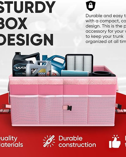 FORTEM Trunk Organizer For SUV Car Trunk Organizer, Foldable Storage, Car Accessories for Women Men, Collapsible Bag, Perfect Christmas Gifts, 600D Oxford, Non Slip Bottom, Straps, Soft Cover (65L)