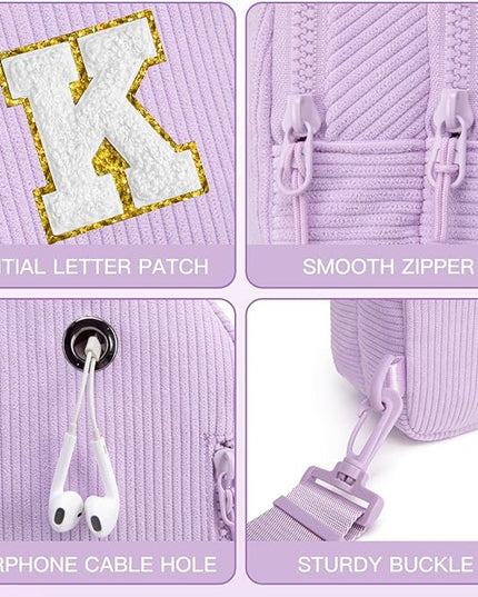 Viverte Small Corduroy Sling Bag Initial Crossbody Bag Fanny Pack for Girls Personalized Birthday Gifts for Teen Girls Gifts