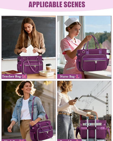 FIORETTO Teacher Tote Bag for Women with Laptop Compartment, Large Cup Holder, Zip Closure, Ideal for Work, Bible, Nurse