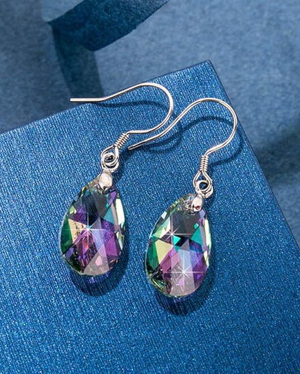 Teardrop Austrian Crystal Drop Dangle Earrings for Women 925 Sterling Silver Hook Hypoallergenic Jewelry