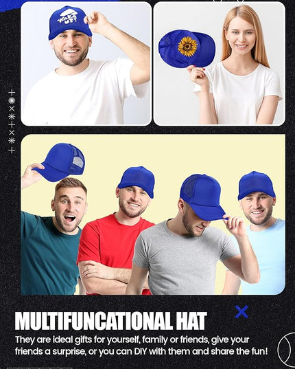 10 Pcs Sublimation Blank Trucker Hats Bulk Mesh Baseball Cap Polyester Mesh Trucker Hat for Men and Women
