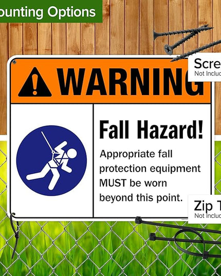 Warning Fall Hazard Appropriate Fall Protection Equipment Sign, 24x30 Inches, 55 mil thick HDPS (high density polystyrene), Made in USA by My Sign Center