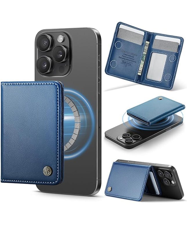 Defencase for Magsafe Wallet Magnetic Card Holder RFID Blocking, PU Leather Minimalist Phone Wallet for MagSafe Phones and Cases for iPhone 17/16/ 15/14/ 13/12/ Pro/Max/Plus/Air, Dark Blue