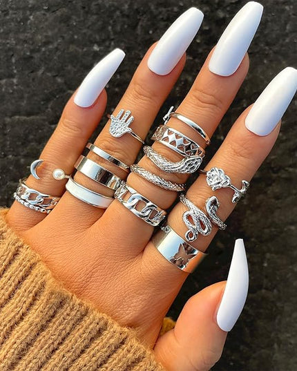 17KM 60 Pcs Gold Stacks Ring Sets for Women Non Tarnish, Dainty Vintage Stackable Rings Pack, Finger Midi Knuckle Rings for Jewelry Gift