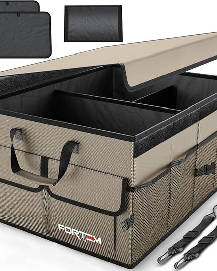FORTEM Trunk Organizer For SUV Car Trunk Organizer, Foldable Storage, Car Accessories for Women Men, Collapsible Bag, Perfect Christmas Gifts, 600D Oxford, Non Slip Bottom, Straps, Soft Cover (65L)