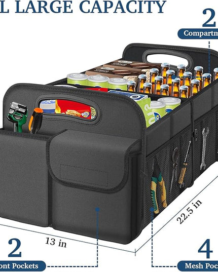 Femuar Car Trunk Organizer, Car Storage Organizer with Large Capacity Waterproof Collapsible Trunk Organizer for Car Suv/Jeep/Sedan (Grey, Standard)