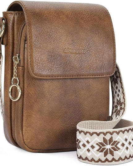 APHISON Small Crossbody Bags for Women Trendy, Leather Phone Wallet Purses Handbags Card Slots with Adjustable Guitar Strap