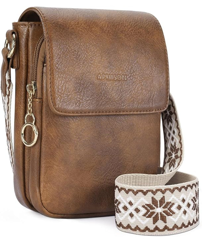 APHISON Small Crossbody Bags for Women Trendy, Leather Phone Wallet Purses Handbags Card Slots with Adjustable Guitar Strap