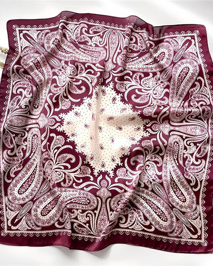 MINIDORA Satin Scarves for Women 27.5 × 27.5 inches Medium Square Elegant Silk Feeling Head Scarf
