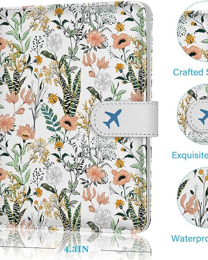 Passport Holder for Trave, RFID Blocking Leather Passport Cover, Combo with Credit Card Slot and Boarding Pass Slot Combo for Women Men
