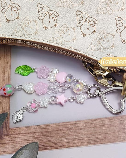 Keychain Bag Accessories Cute Cherry Strawberry Flower Keychains Accessories Decor for Keys Bags Purses Gift
