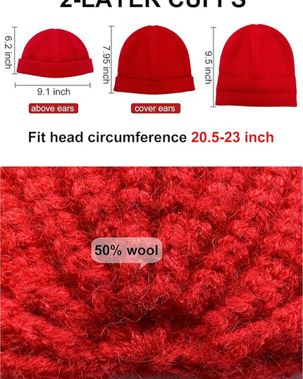 vidsel Thin Wool Fisherman Beanie Hat for Men Women Fall Winter,Short Knit Cuffed Fashion Trawler Skull Cap,Watch Cap