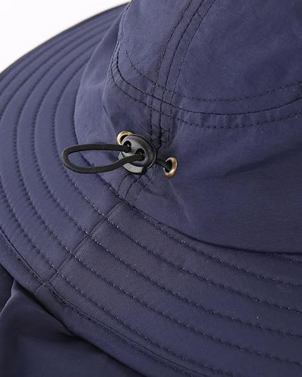 Home Prefer UPF 50+ Mens Wide Brim Fishing Hat with Neck Flap Sun Hat for Men Women Sun Protection Cap