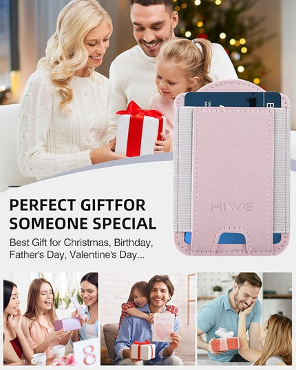 HiWe for MagSafe Wallet for Galaxy S25/S24 Series with Magnetic Case and iPhone 17/16/15/14/13/12 Series, No Case, 6 Cards Holder, RFID Leather Slim, Pink