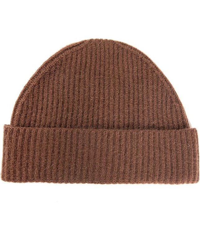 Villand 100% Cashmere Ribbed Cuffed Hat for Men, Ultra-Soft Men's Pure Cashmere Winter Ski Beanie