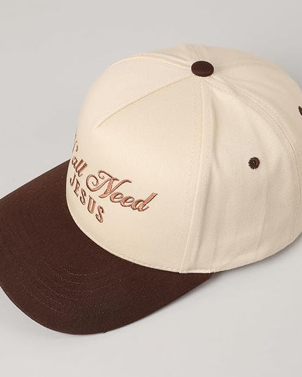 MIRMARU Two-Tone Vintage Canvas Trucker Hats for Men & Women, Adjustable Size Baseball Caps with Trendy Embroidered Design