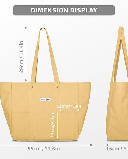 HOMESPON Large Canvas Tote Bag for Women Everything Bag with Pockets and Laptop Sleeve