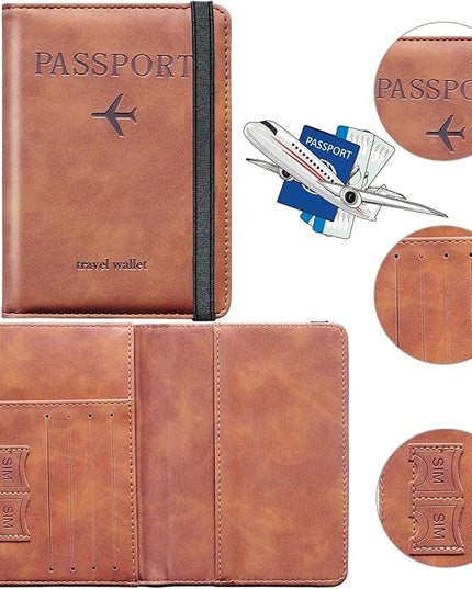 Passport Holder for Travel,Passport Holder with Card Slots Holder,Passport Case,Passport cover for Women and Men,Passport Wallet Travel Essentials and Accessories (Elastic, Brown)